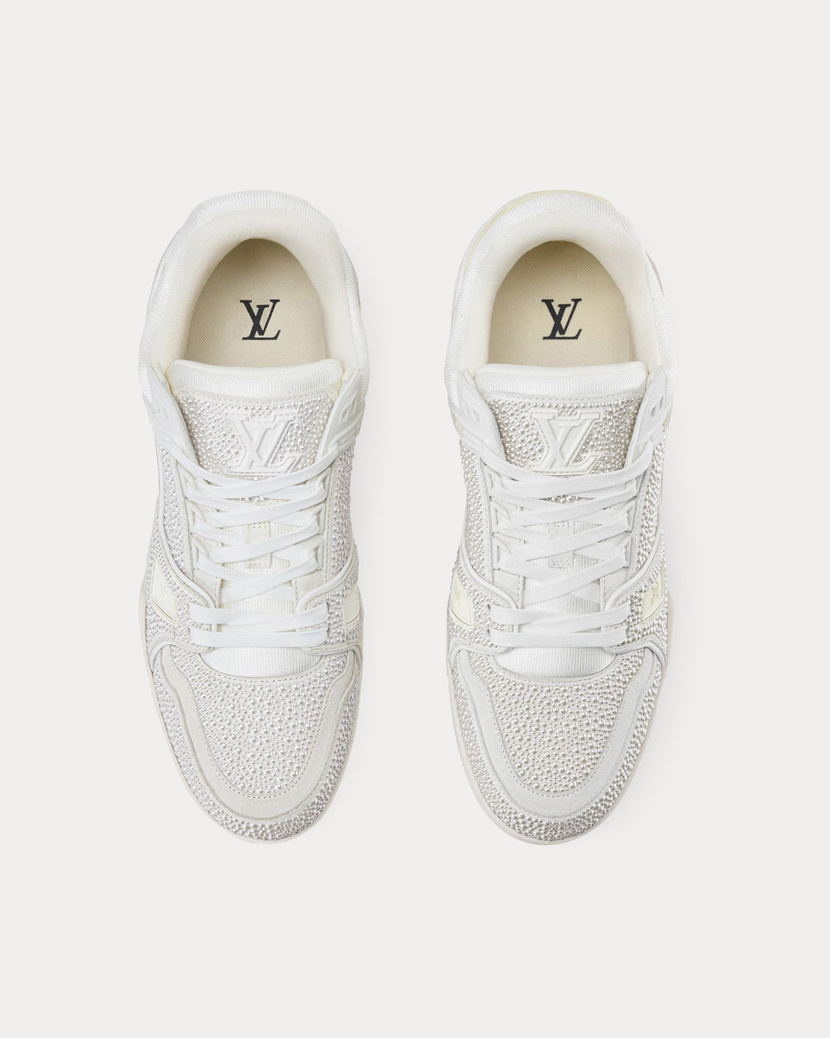 LV Trainers with Swarovski Pearls White Low Top Sneakers
