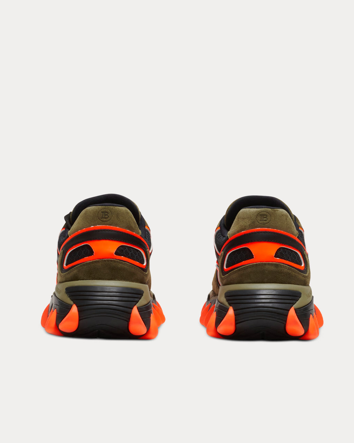 B-East Leather, Suede & Mesh Khaki / Orange Low Top Sneakers