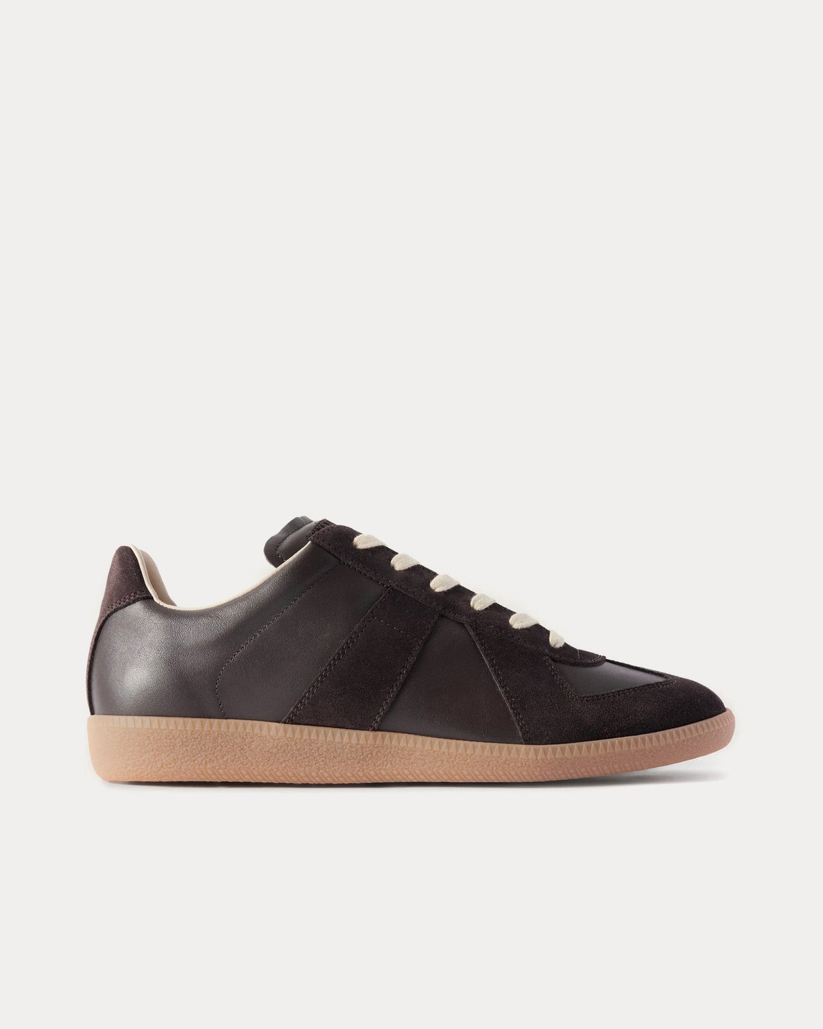 Replica Leather & Suede Dark Brown Low Top Sneakers