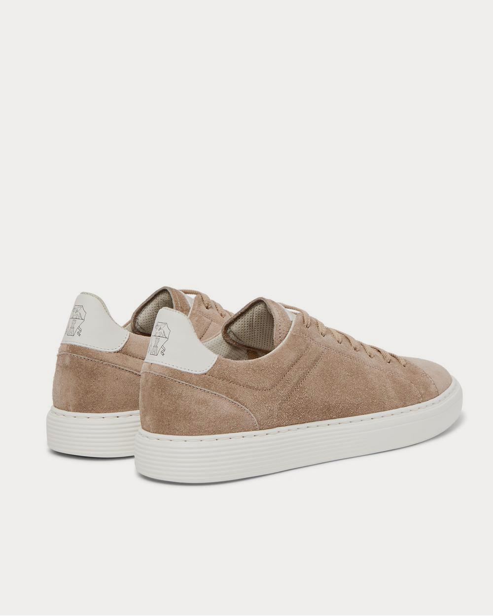 Leather-Trimmed Suede Beige low top sneakers