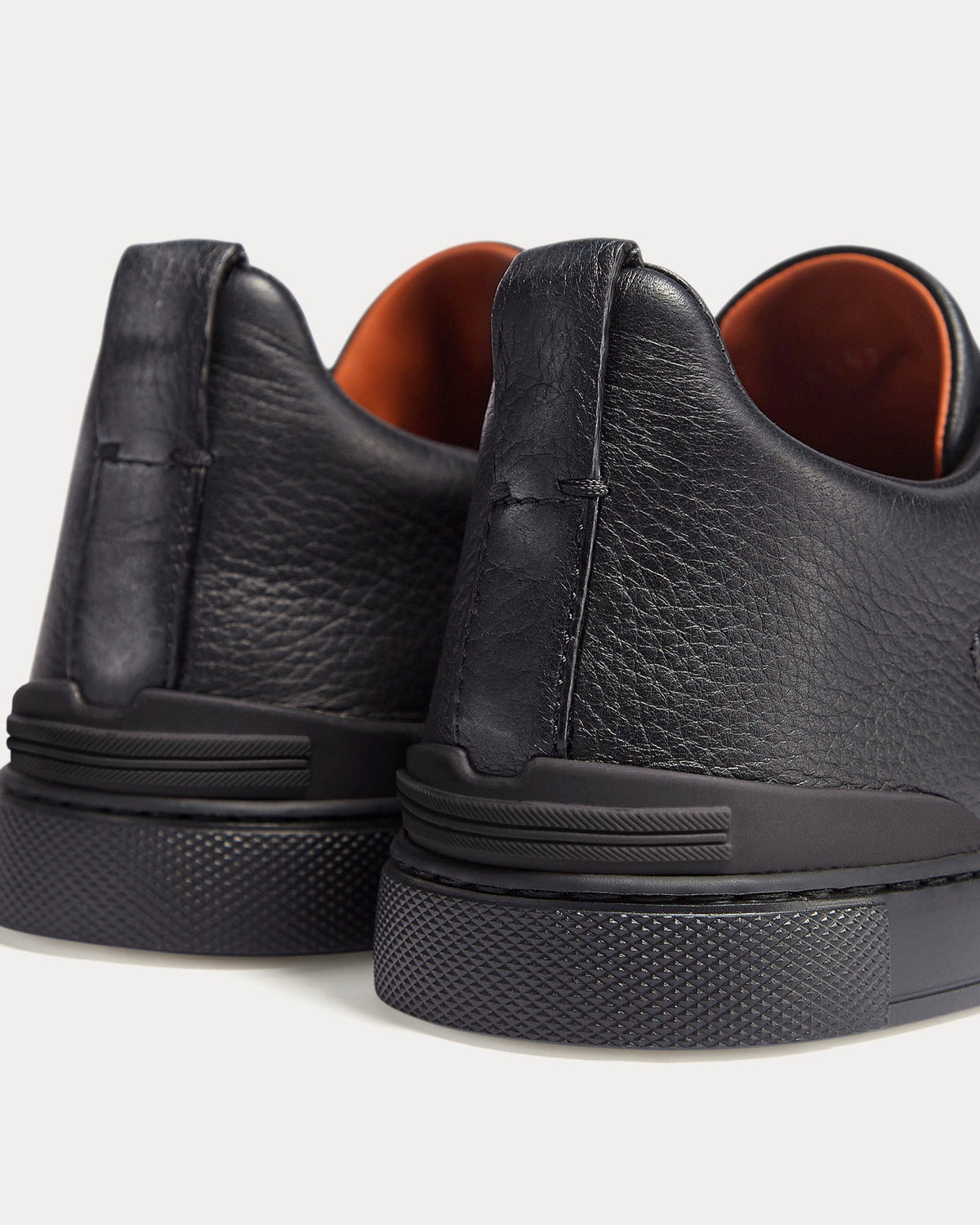 Triple Stitch Deerskin Black Slip On Sneakers