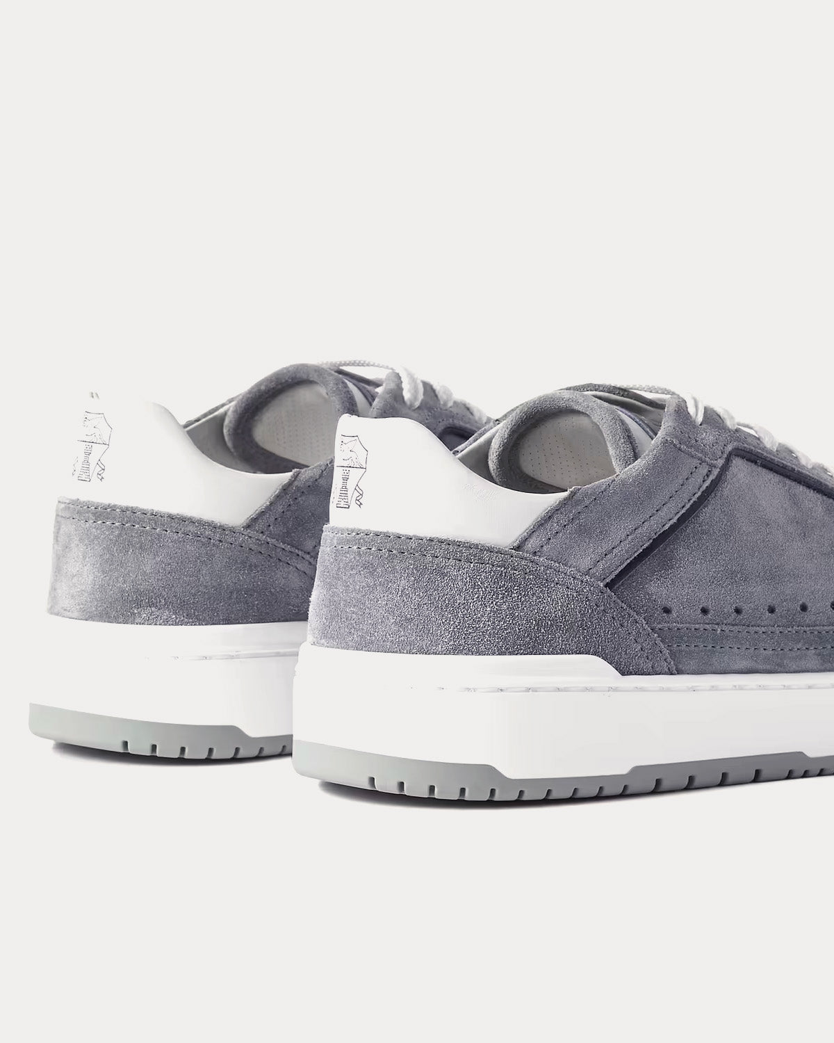 Leather-Trimmed Suede Light Blue Low Top Sneakers