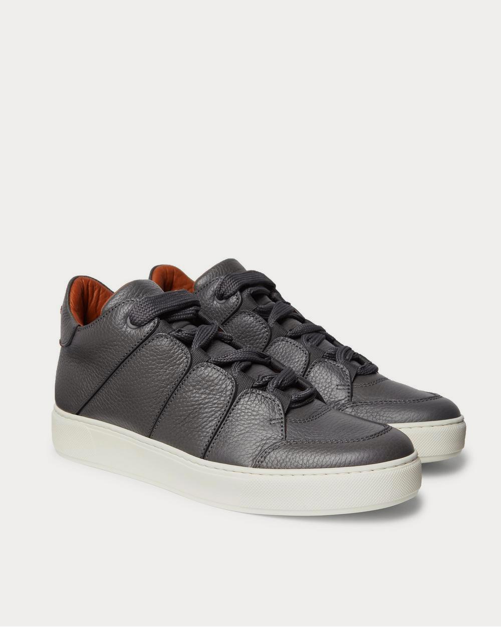 Full-Grain Leather Black low top sneakers