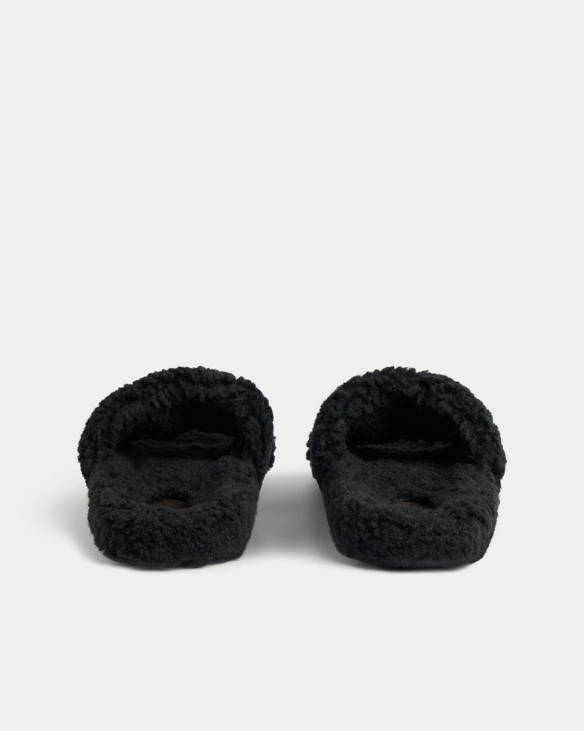 Furry Black Slide Sandals