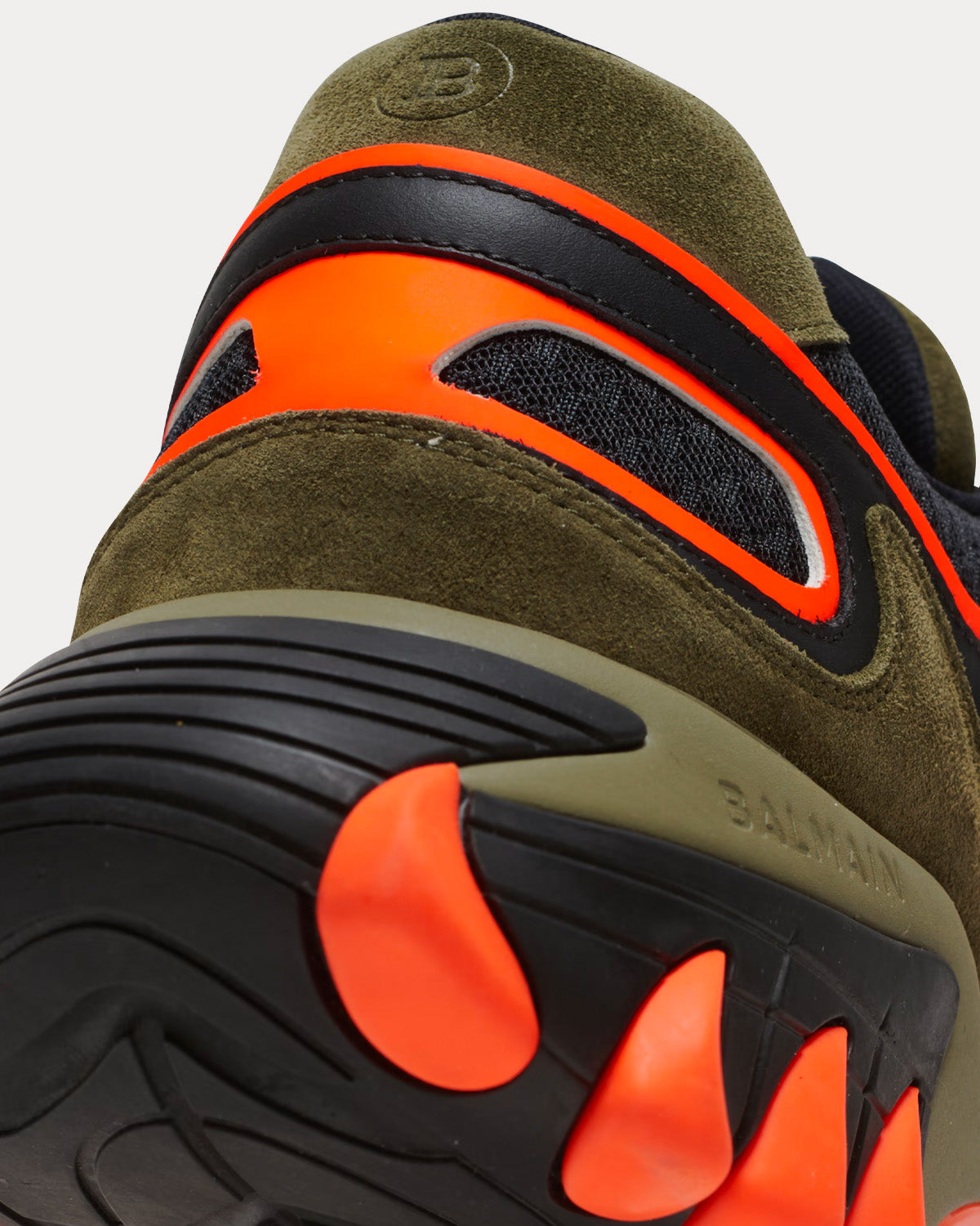 B-East Leather, Suede & Mesh Khaki / Orange Low Top Sneakers