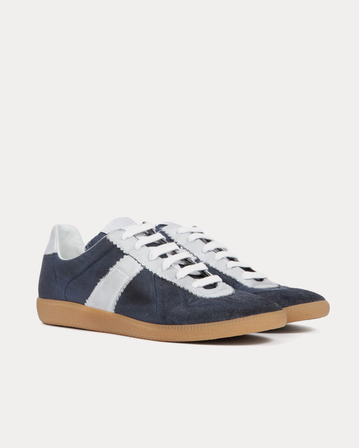 Replica Cotton Drill & Suede Dark Indigo / White Low Top Sneakers