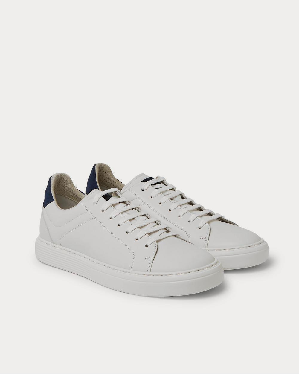 Suede-Trimmed Leather White low top sneakers