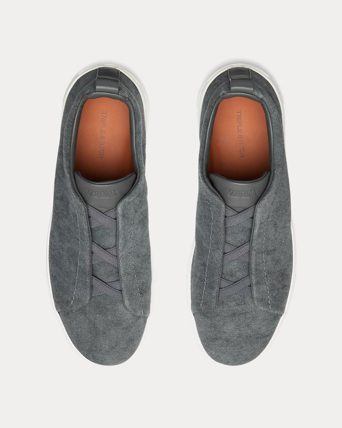 Triple Stitch Canvas Dark Taupe Slip On Sneakers