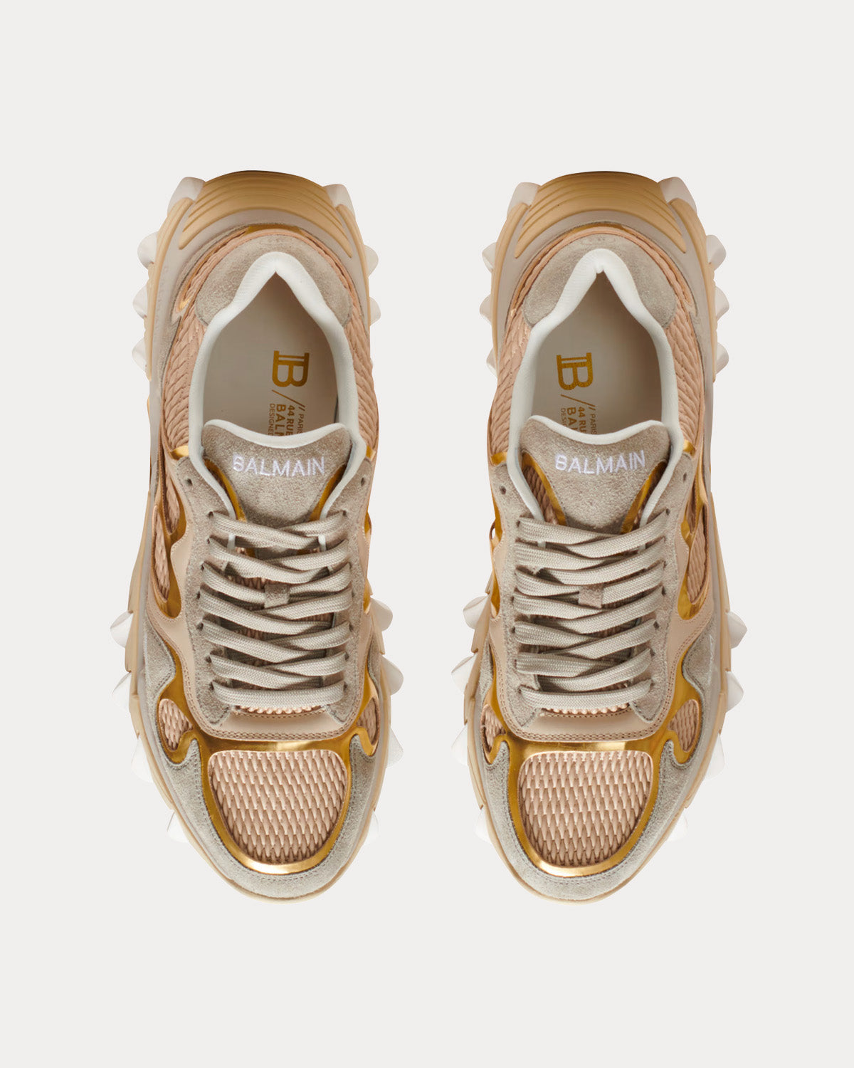 B-East Leather, Suede & Mesh Gold Low Top Sneakers