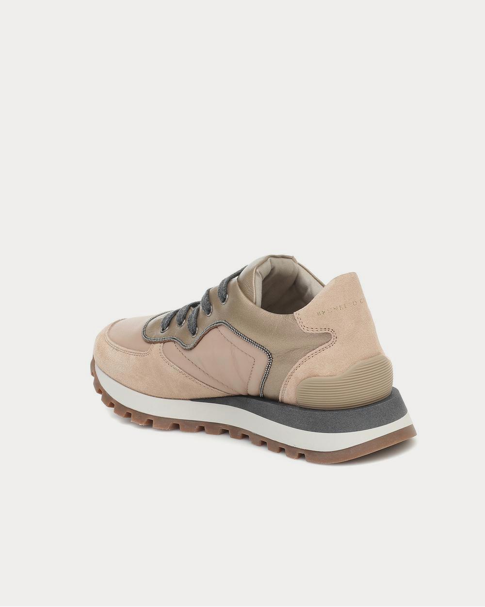Suede and leather Camel Rose Low Top Sneakers