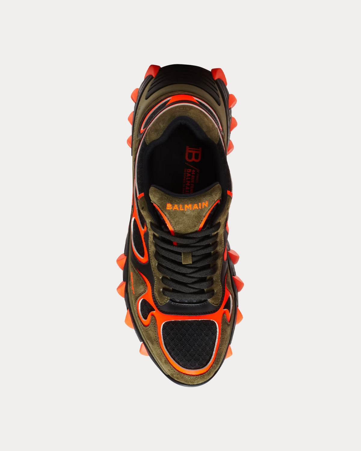 B-East Leather, Suede & Mesh Khaki / Orange Low Top Sneakers