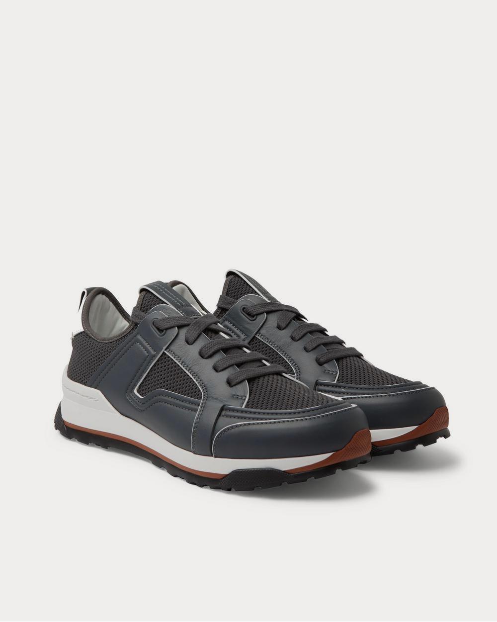 Siracusa Leather and Mesh Dark gray low top sneakers