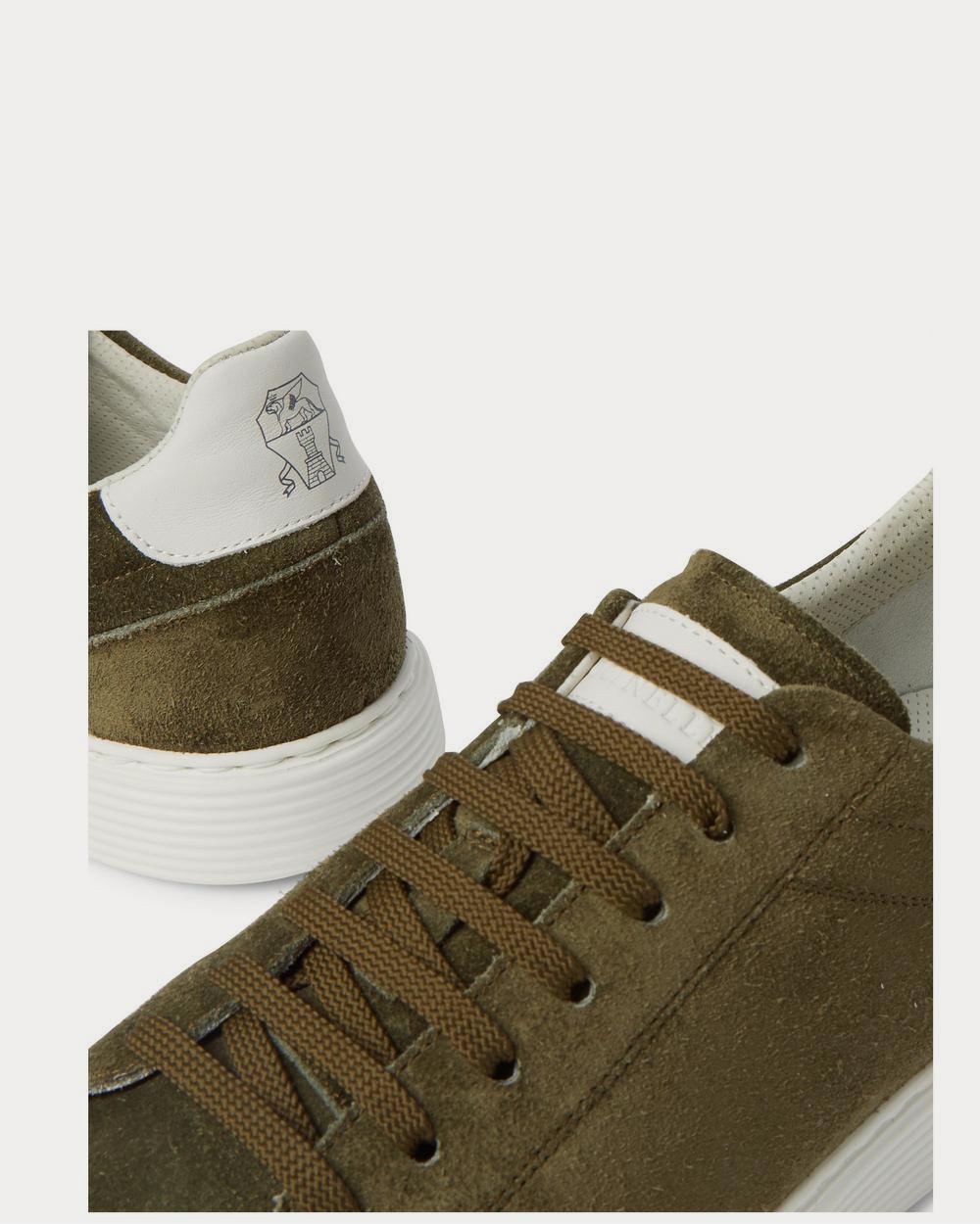 Leather-Trimmed Suede Green low top sneakers