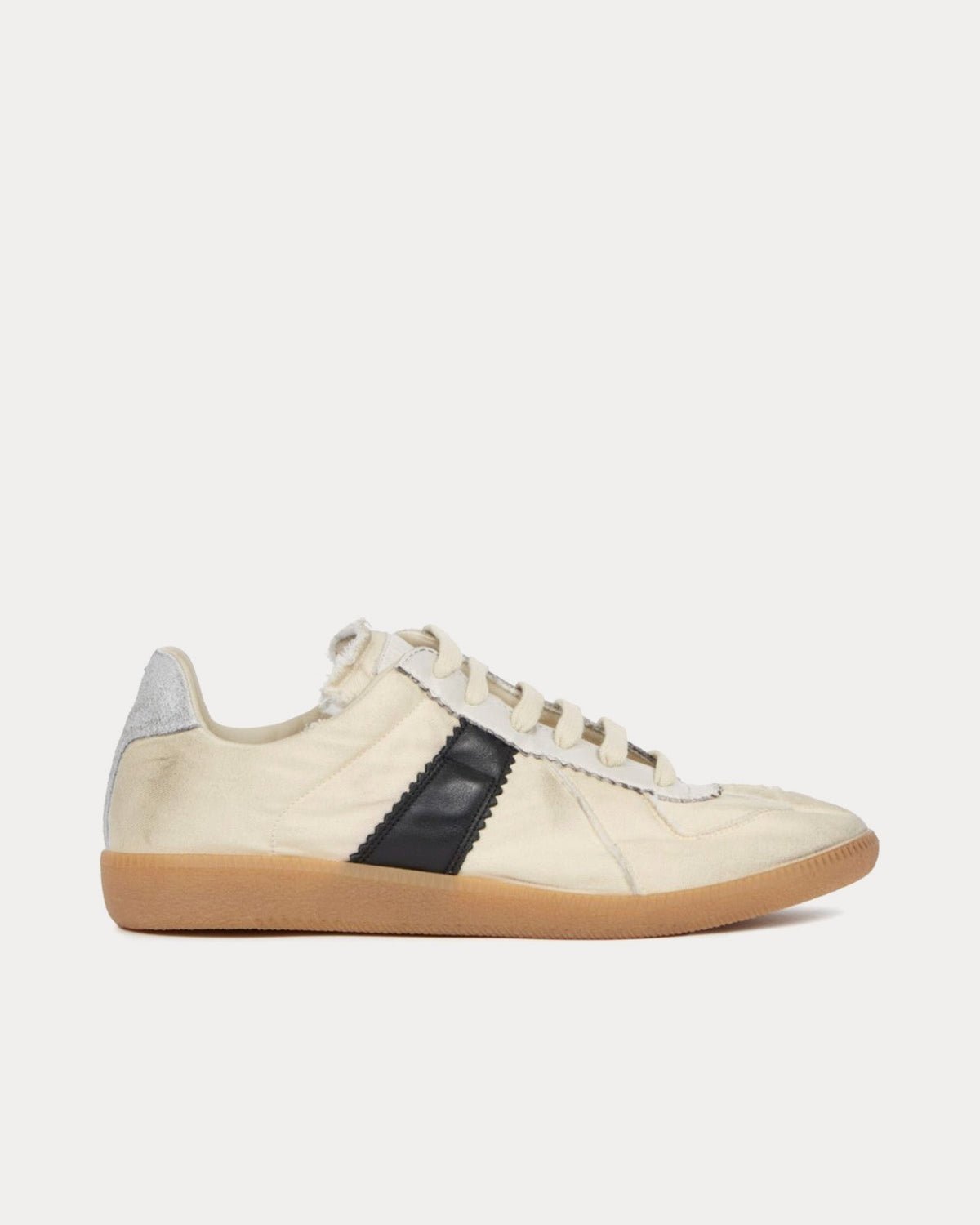 Replica Cotton Drill & Suede Ecru / Black Low Top Sneakers