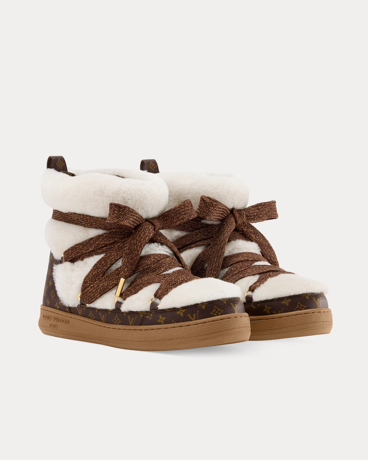 LV Cloud Lace-Up Beige Ankle Boots
