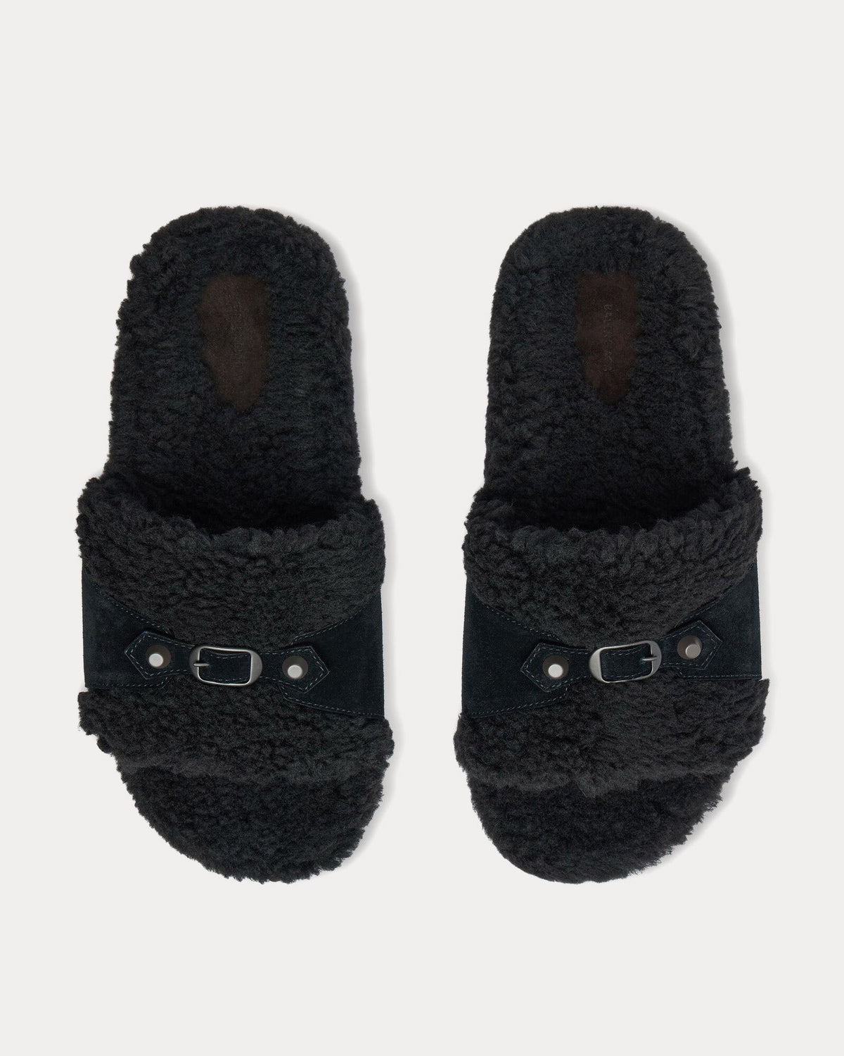 Furry Black Slide Sandals