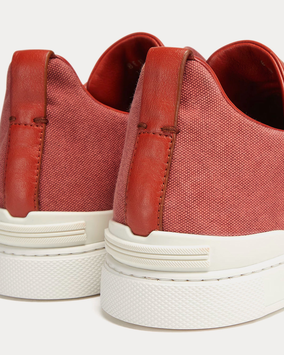 Triple Stitch Canvas Dark Red Slip On Sneakers