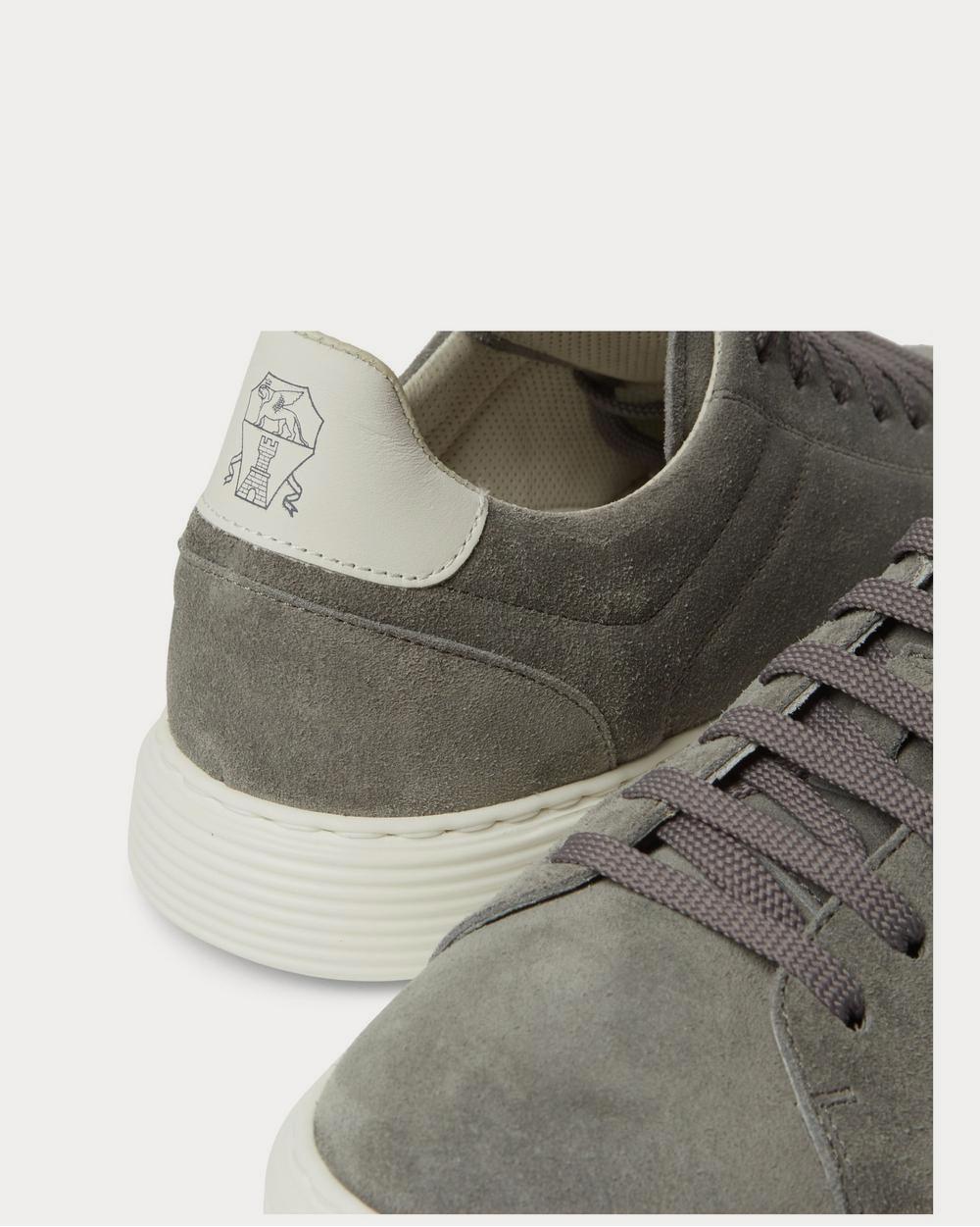 Leather-Trimmed Suede Gray low top sneakers