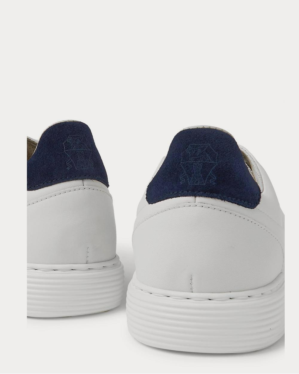Suede-Trimmed Leather White low top sneakers