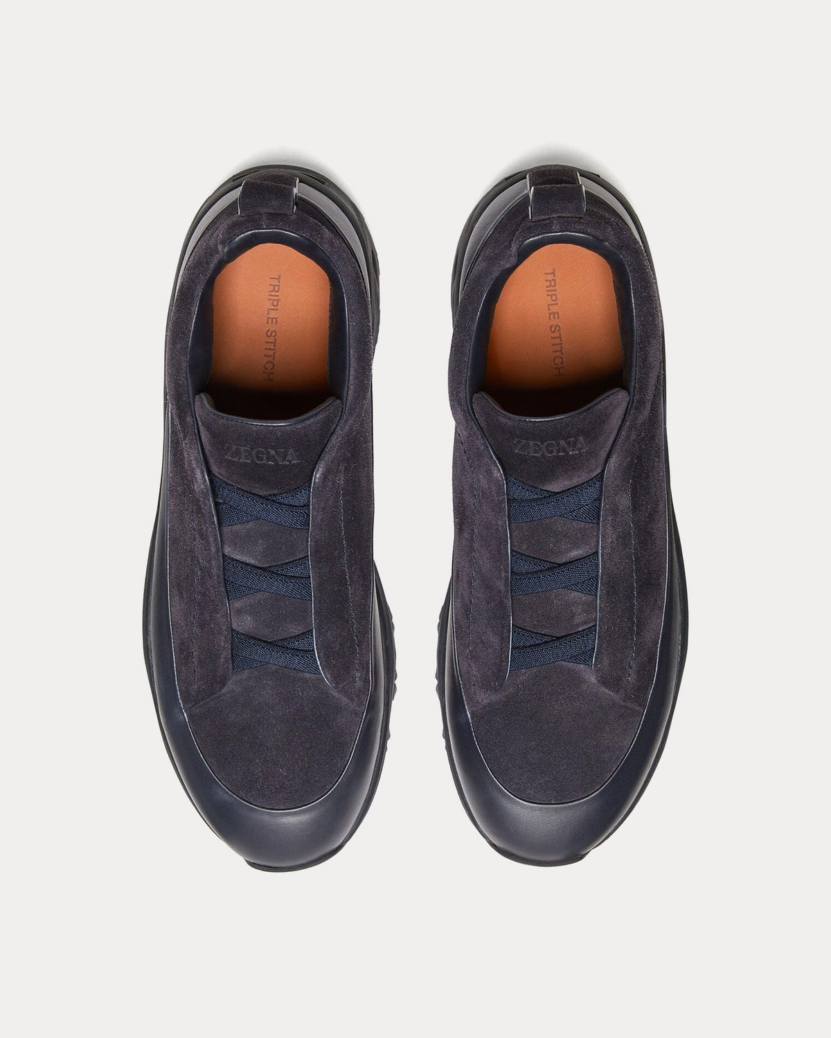Triple Stitch Monte Suede Navy Slip On Sneakers