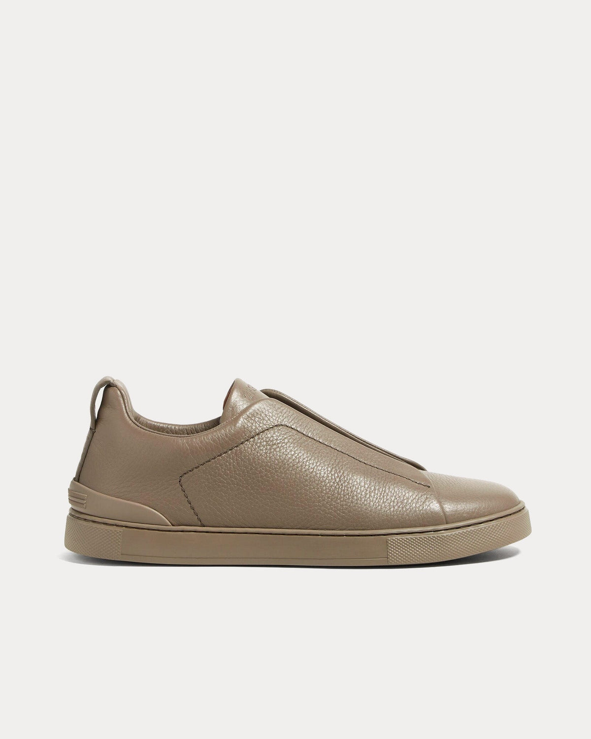 Triple Stitch Deerskin Taupe Slip On Sneakers