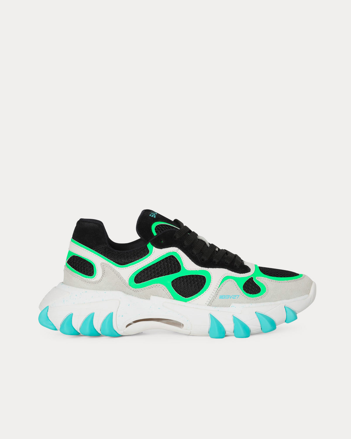 B-East Leather, Suede & Mesh Black / Green / White Low Top Sneakers
