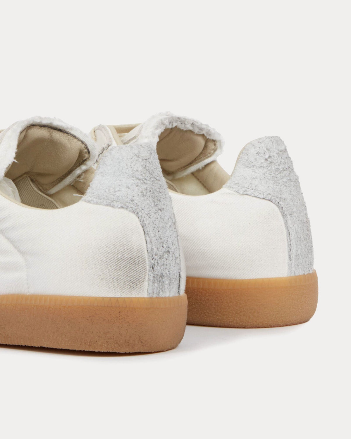Replica Cotton Drill & Suede White / Black Low Top Sneakers