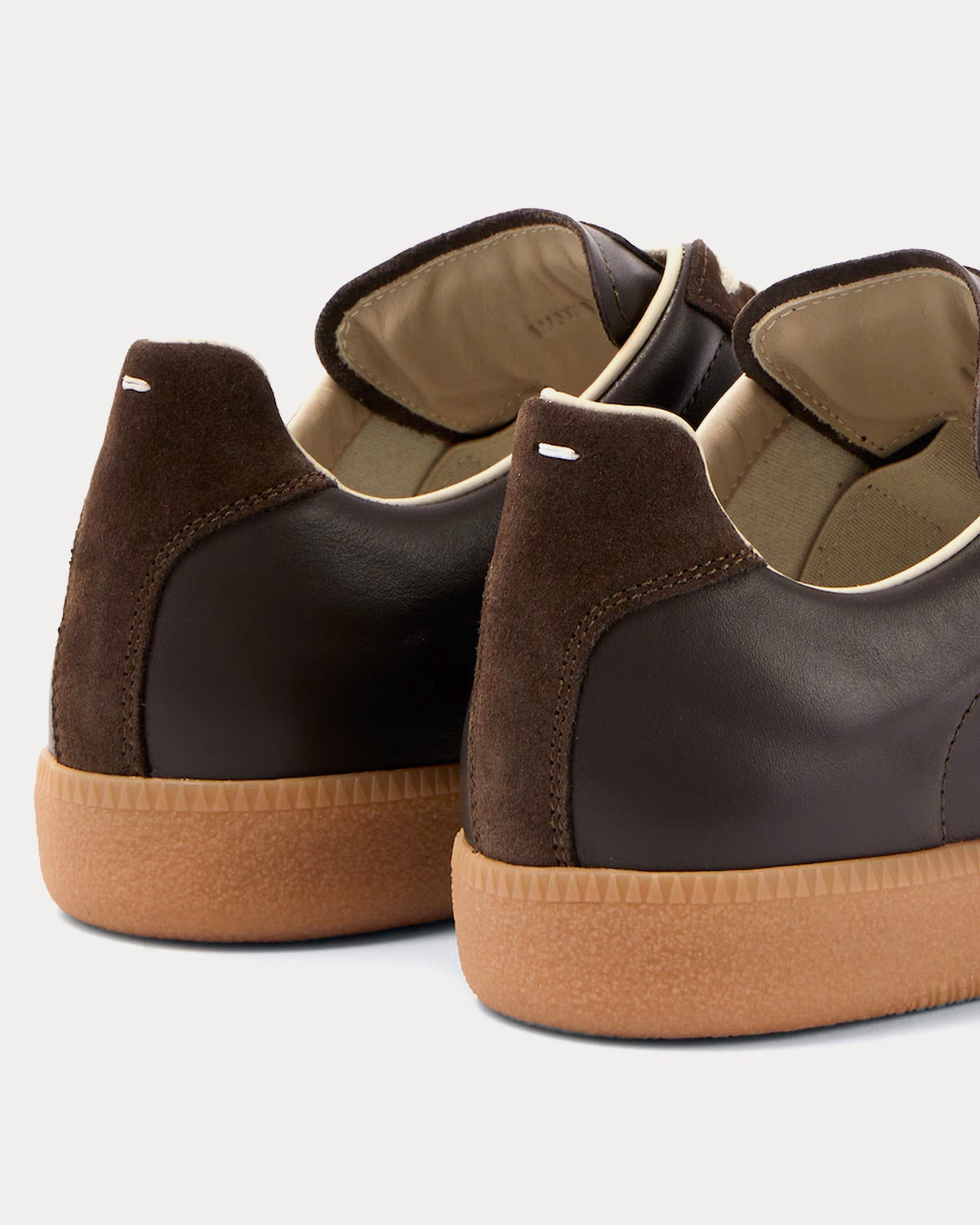Replica Leather & Suede Dark Brown Low Top Sneakers