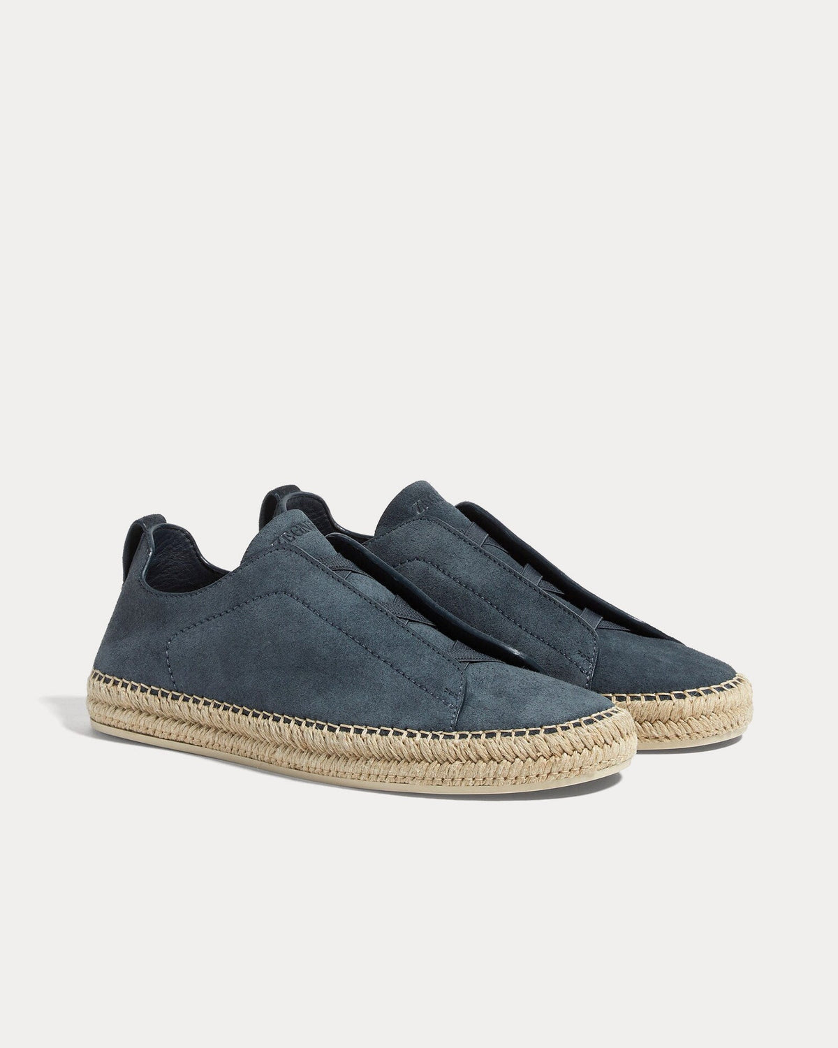 Triple Stitch Suede Dark Teal Blue Espadrilles