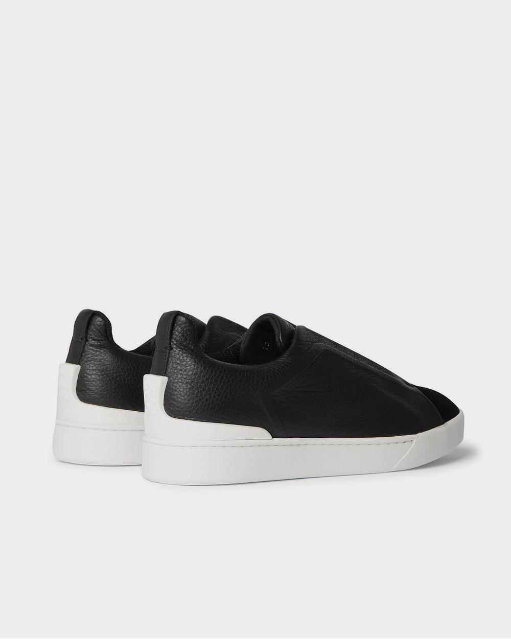 Triple Stitch Full-Grain Leather and Suede Slip-On Black low top sneakers