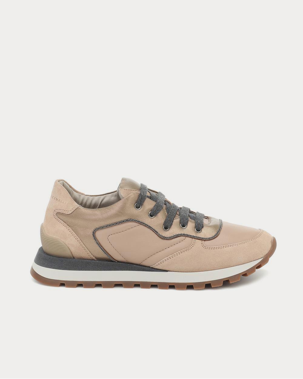 Suede and leather Camel Rose Low Top Sneakers
